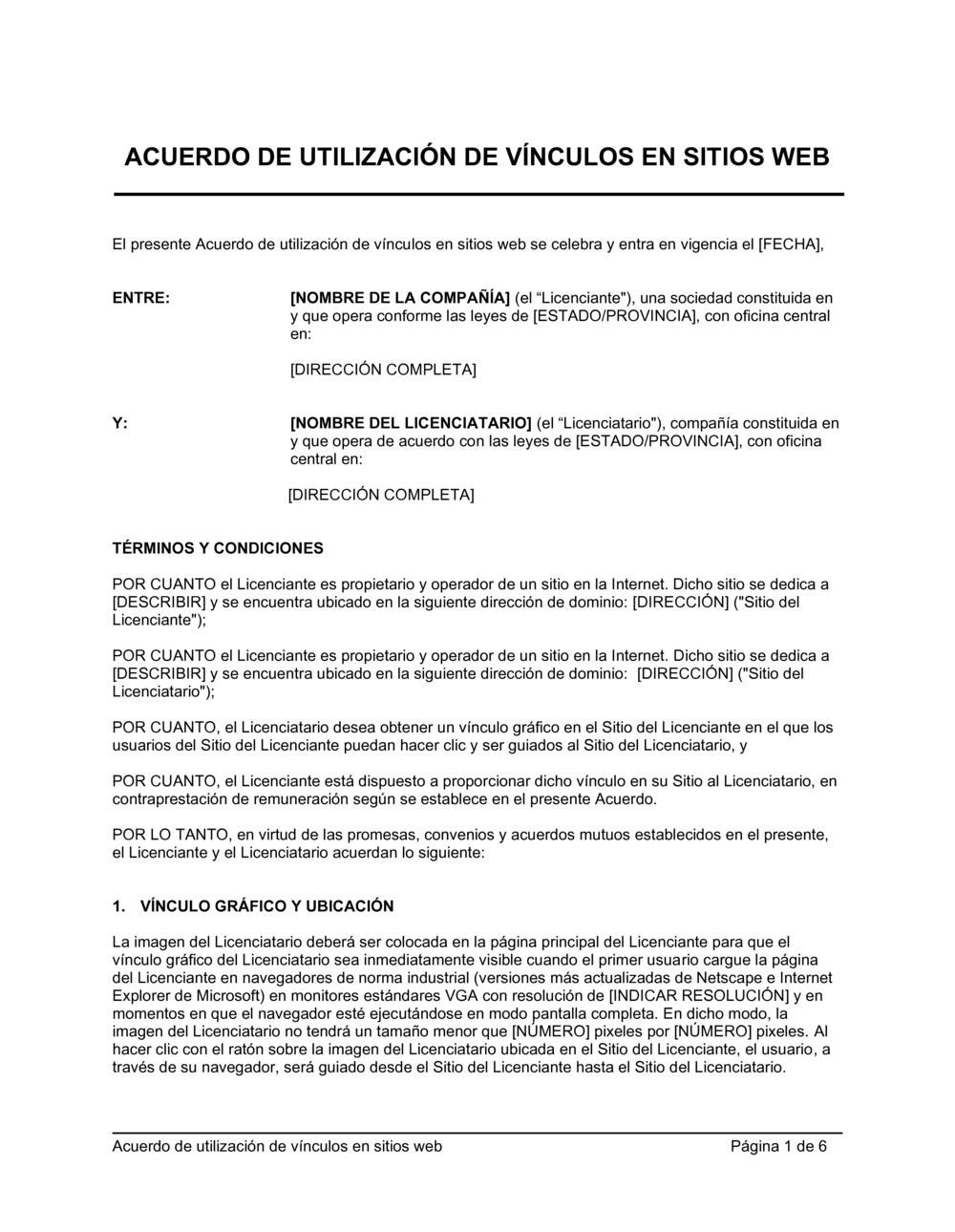 Business-in-a-Box's Acuerdo de utilización de vínculos en sitios web