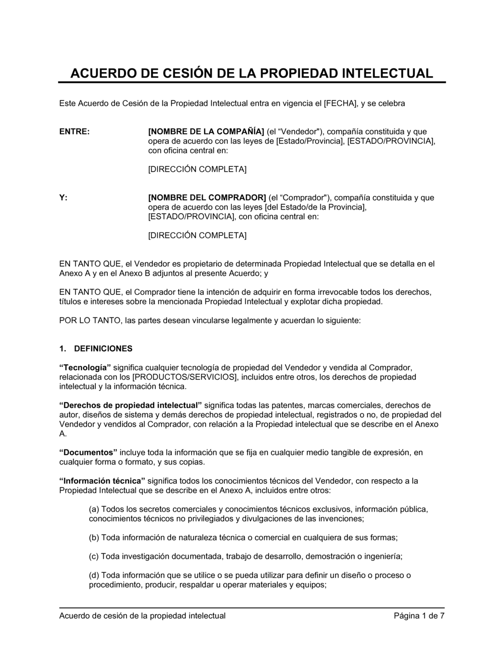 Business-in-a-Box's Acuerdo de venta de PI