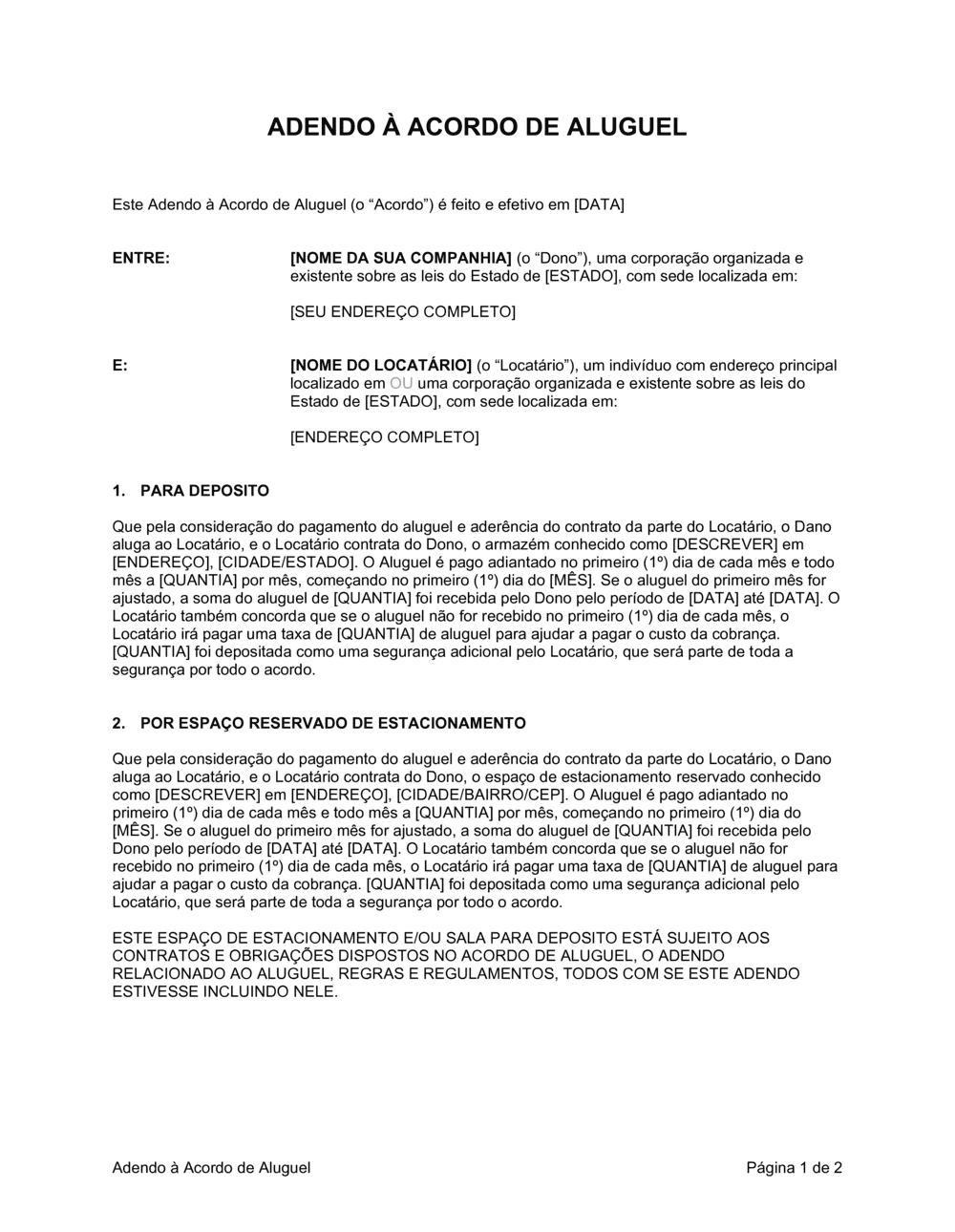Business-in-a-Box's Adendo à Acordo de Aluguel