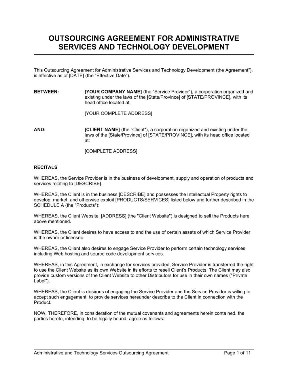 information technology client contract template