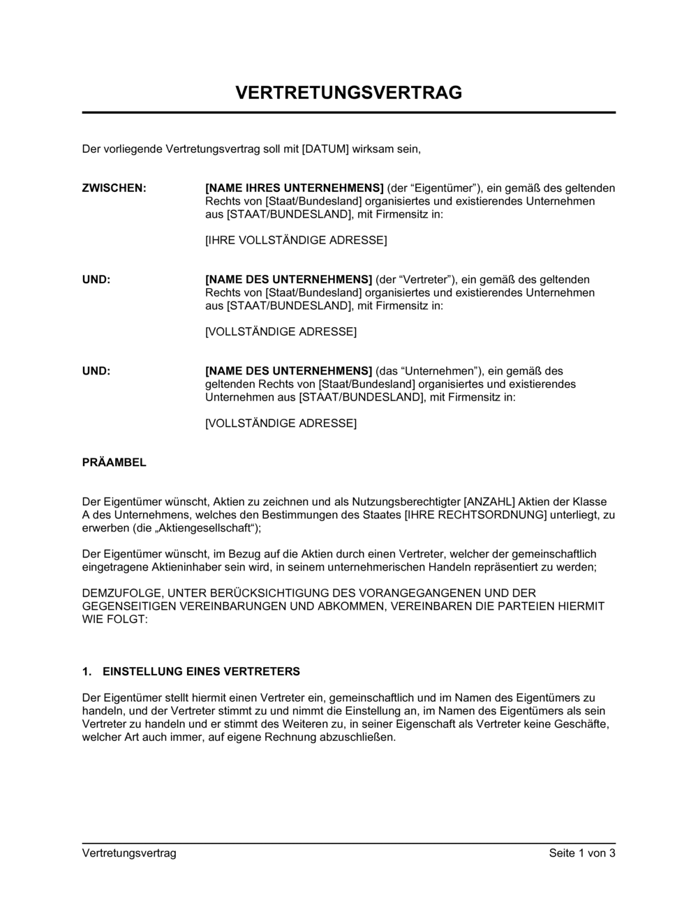 Business-in-a-Box's Agentur-Vereinbarung Pflichten des Unternehmens