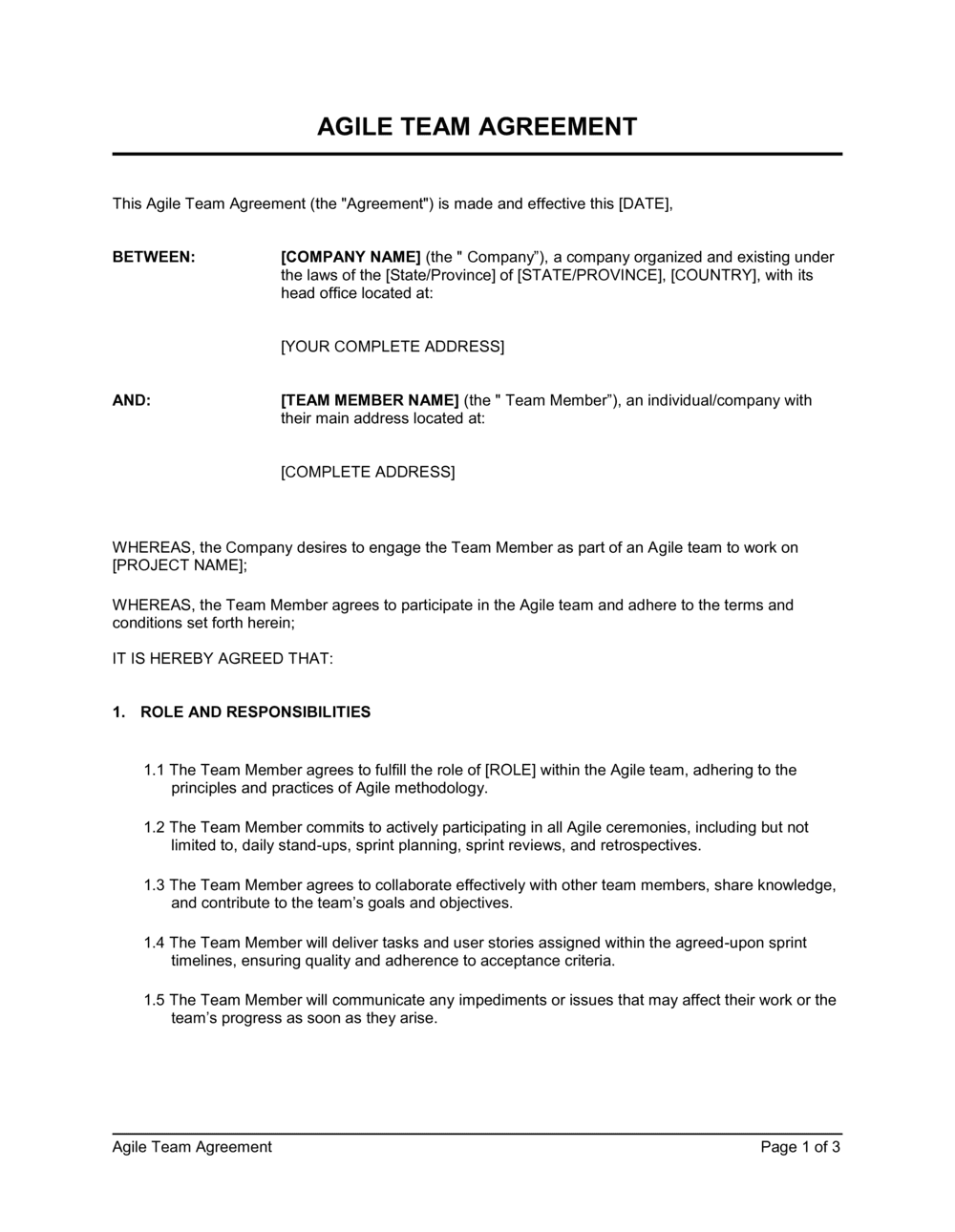 Business-in-a-Box's Agile Team Agreement Template