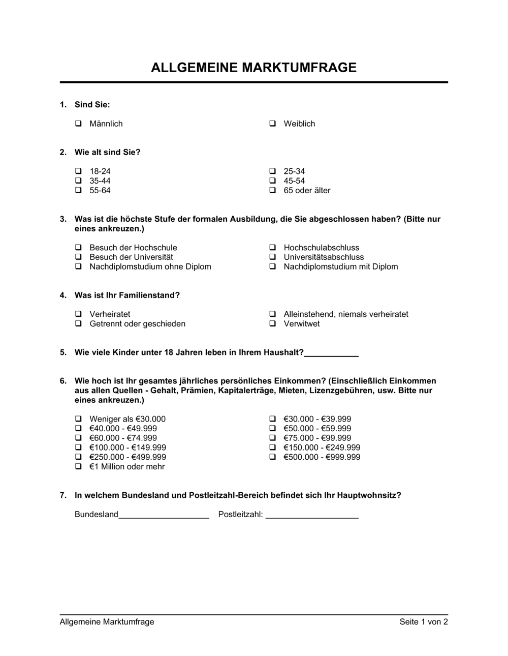 Business-in-a-Box's Allgemeine Marktumfrage