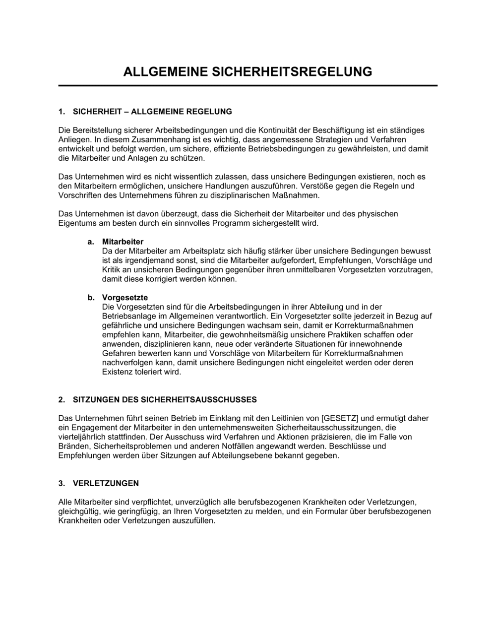 Business-in-a-Box's Allgemeine Sicherheitsregelung