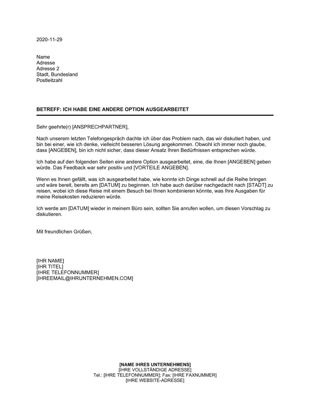 Business-in-a-Box's Andere Option den folgenden Seiten beigefügt