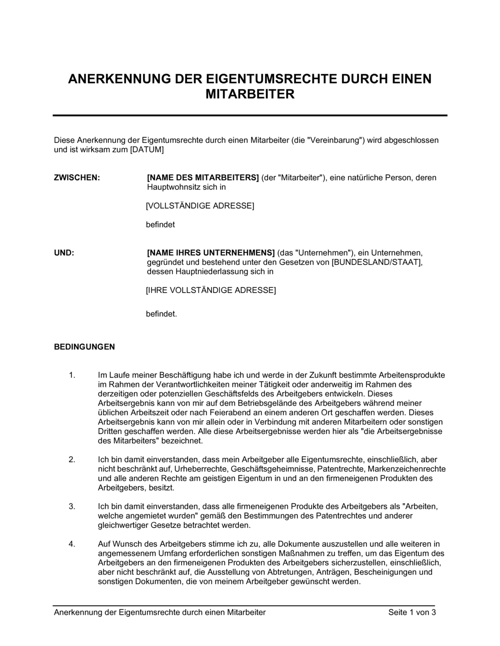 Business-in-a-Box's Anerkennung der Eigentumsrechte durch einen Mitarbeiter