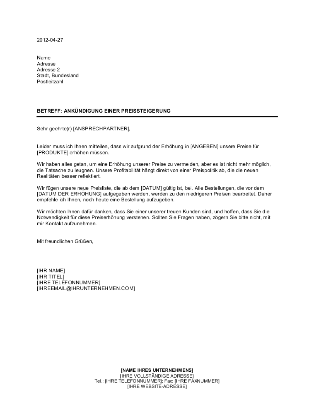 Business-in-a-Box's Ankündigung einer Preissteigerung