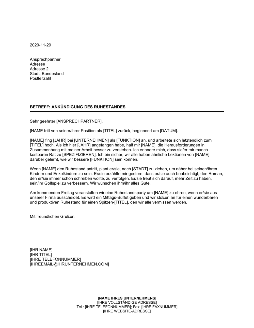 Business-in-a-Box's Ankündigung des Ruhestandes