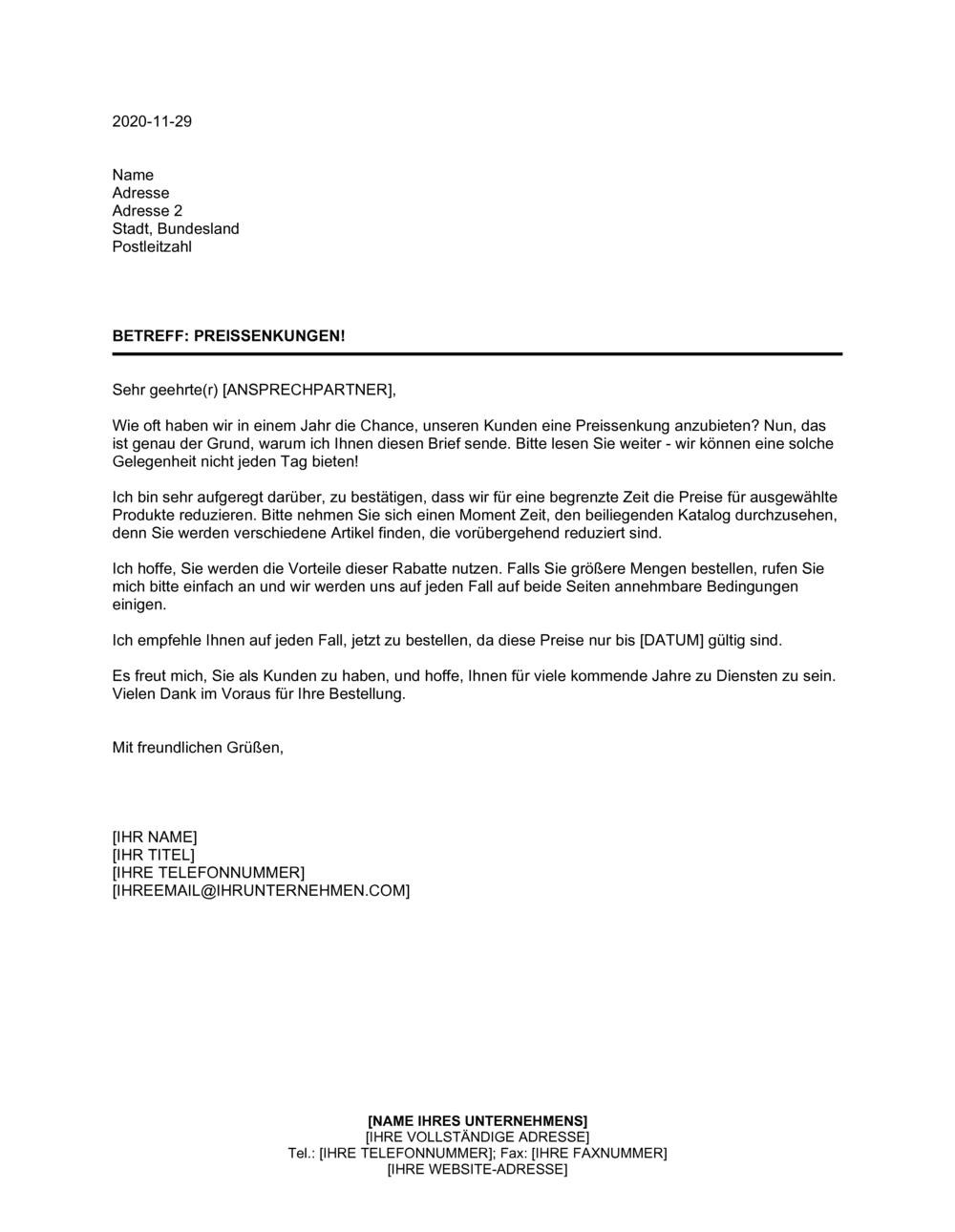 Business-in-a-Box's Ankündigung von Preissenkungen im Katalog