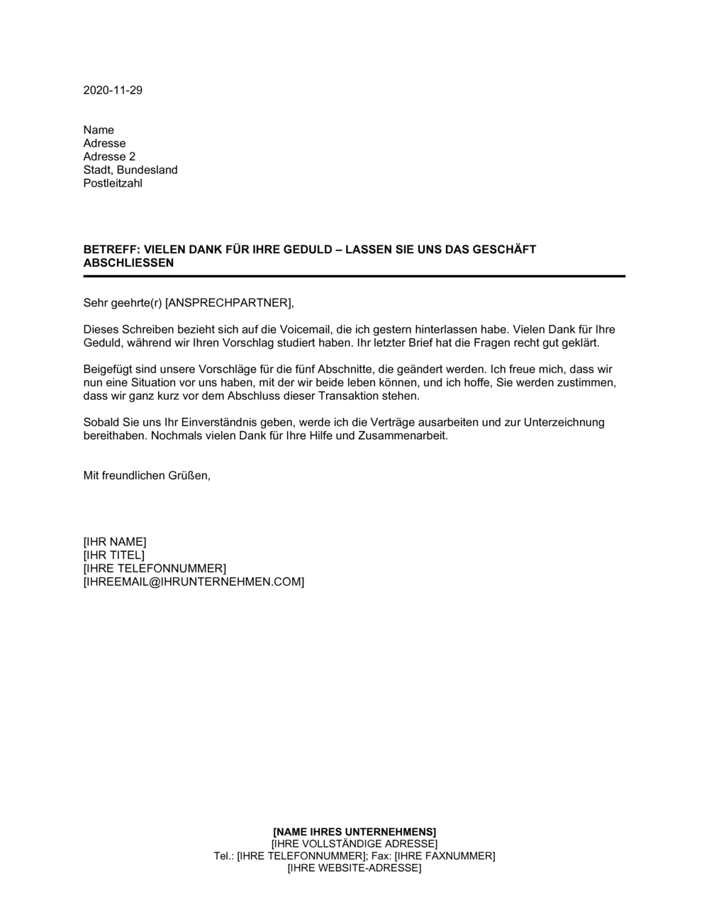 Business-in-a-Box's Annahme eines Vorschlags