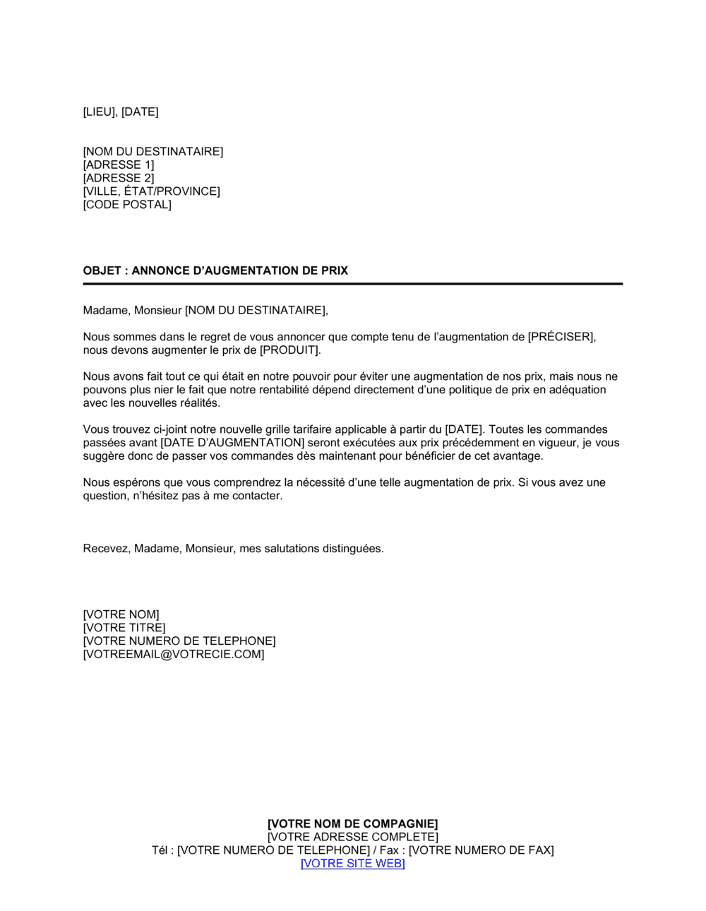 Business-in-a-Box's Annonce d'augmentation de prix