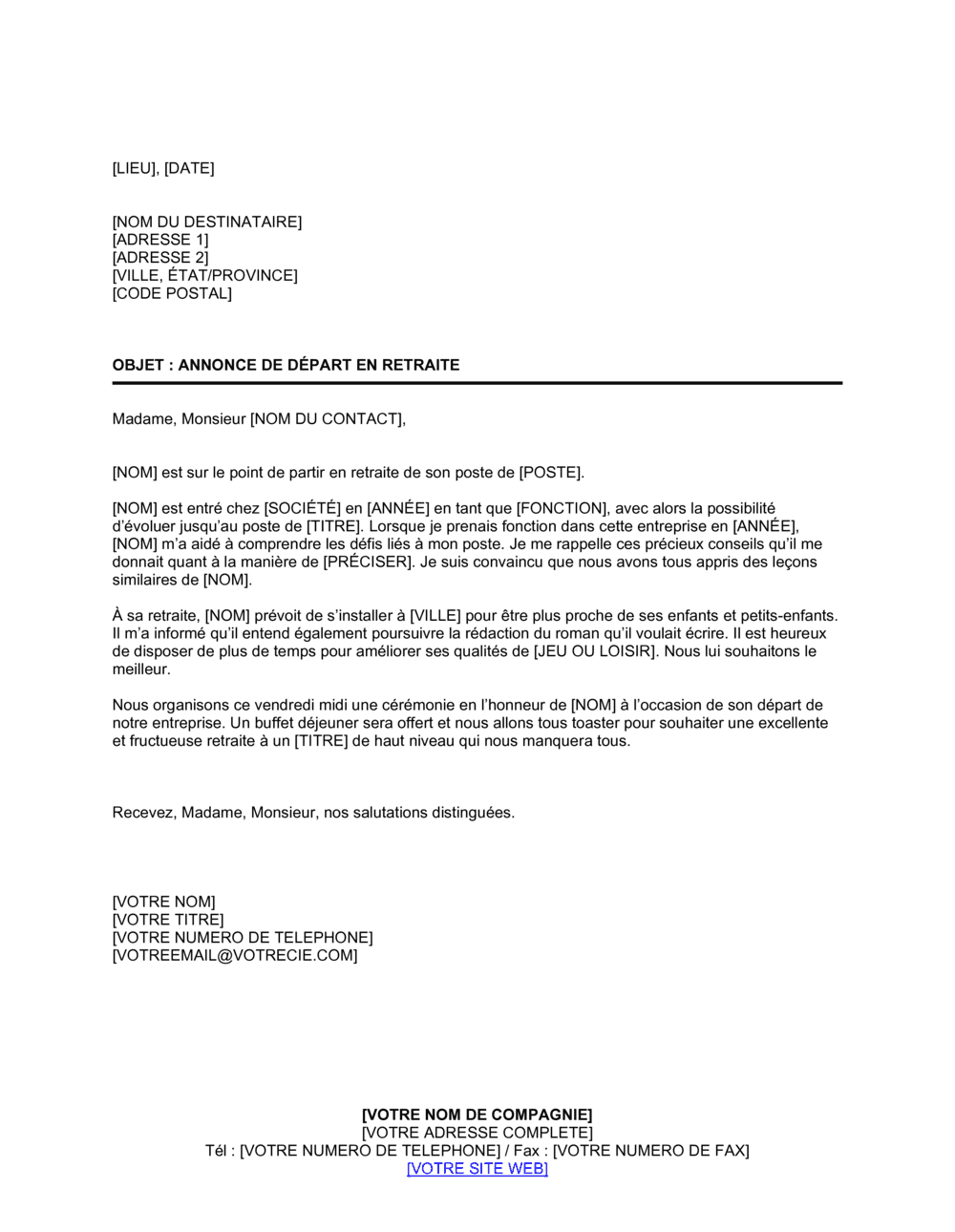 Business-in-a-Box's Annonce de départ en retraite