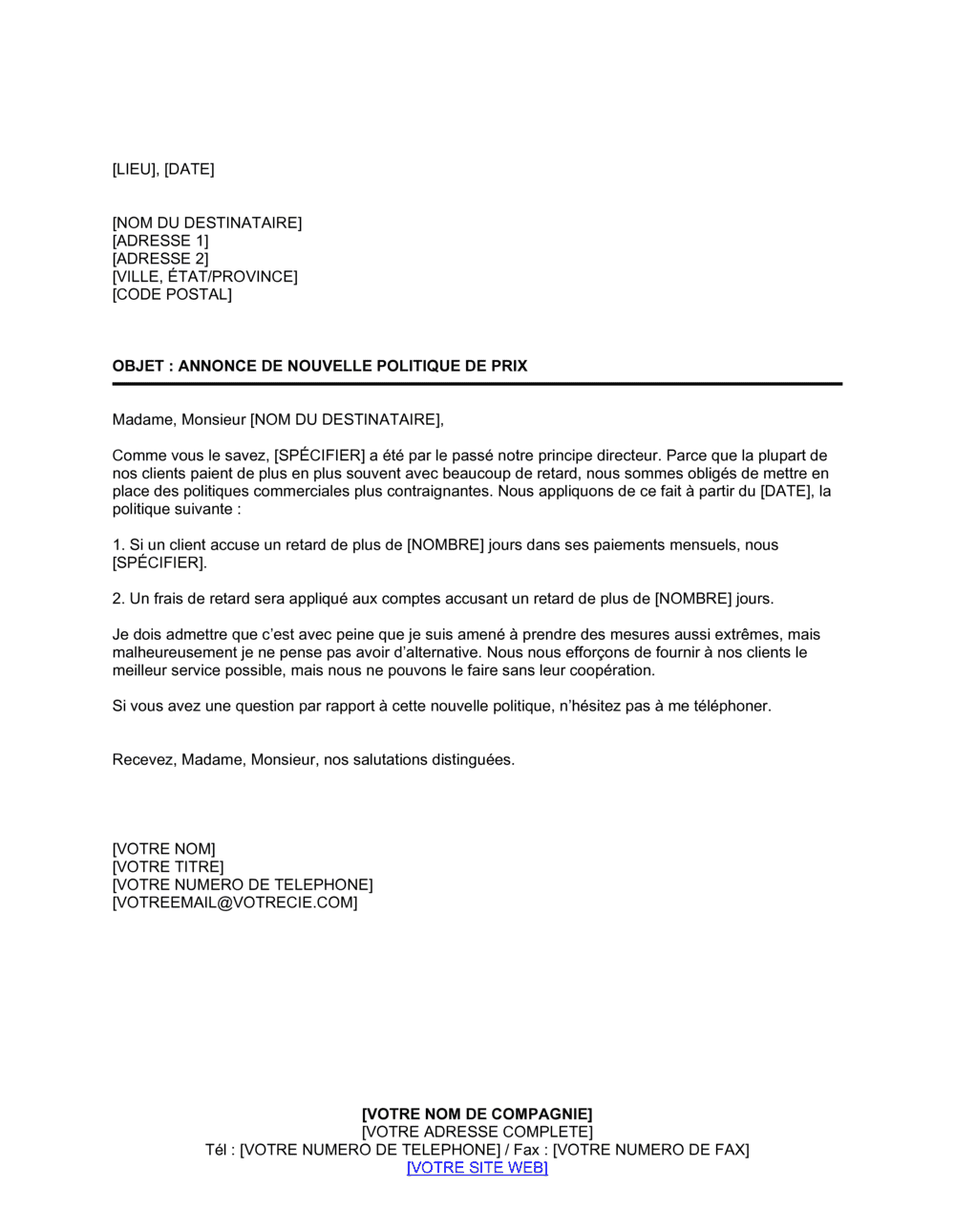 Business-in-a-Box's Annonce de nouvelle politique de prix