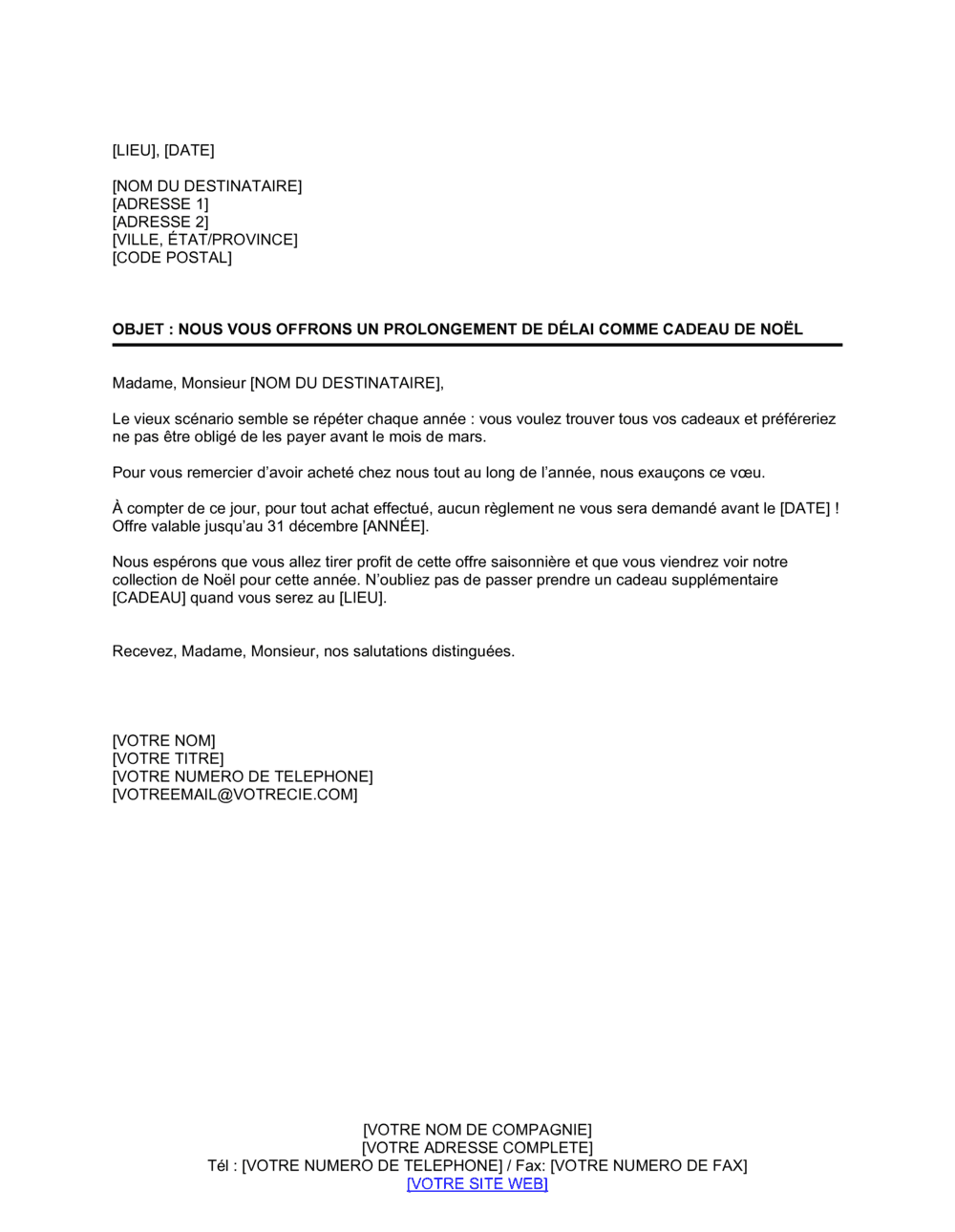 Business-in-a-Box's Annonce de prolongement de délai de paiement pour Noël