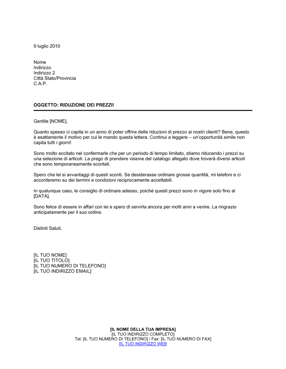 Business-in-a-Box's Annuncio riduzione prezzi di catalogo