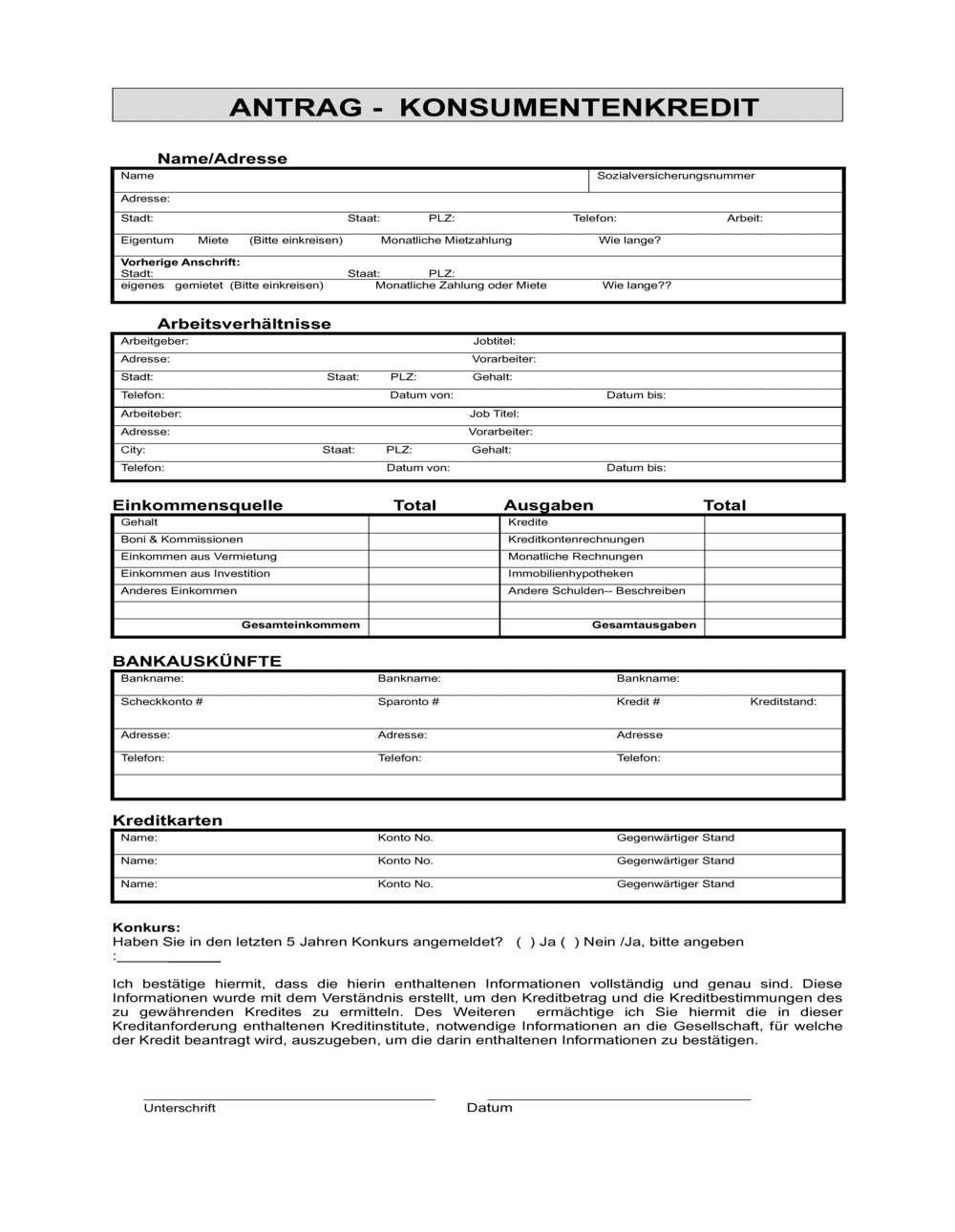 Business-in-a-Box's Antrag - Konsumentenkredit