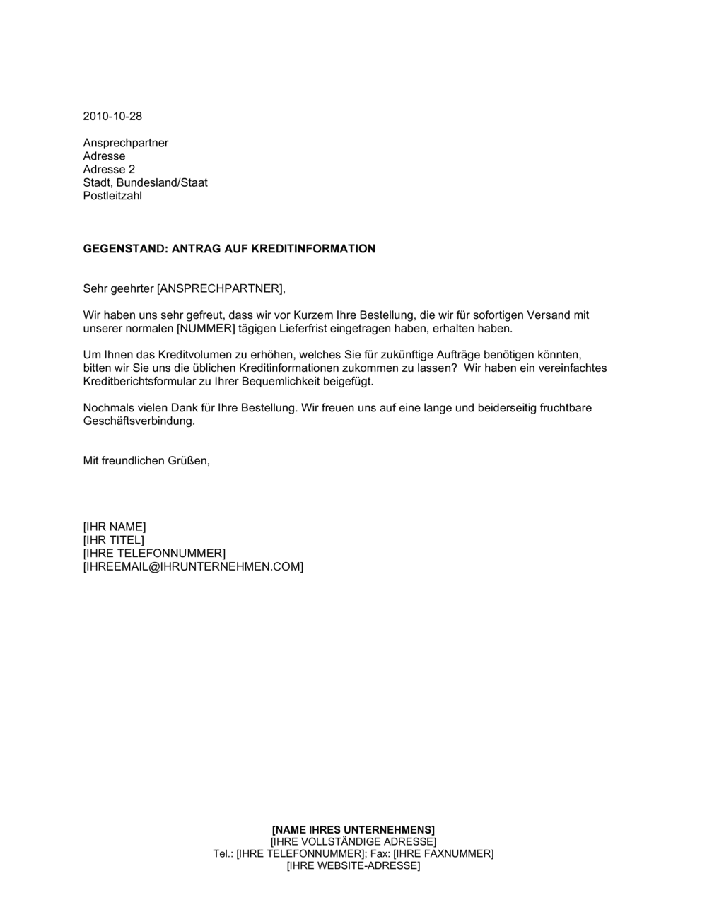 Business-in-a-Box's Antrag auf Kreditinformation (2)