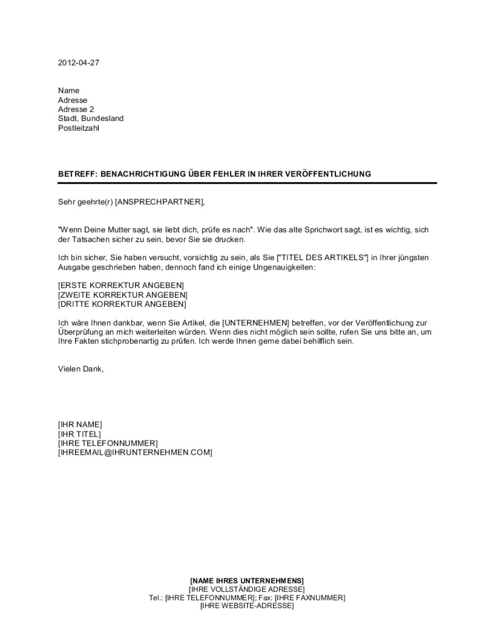 Business-in-a-Box's Antwort auf ungenaue Pressemeldung