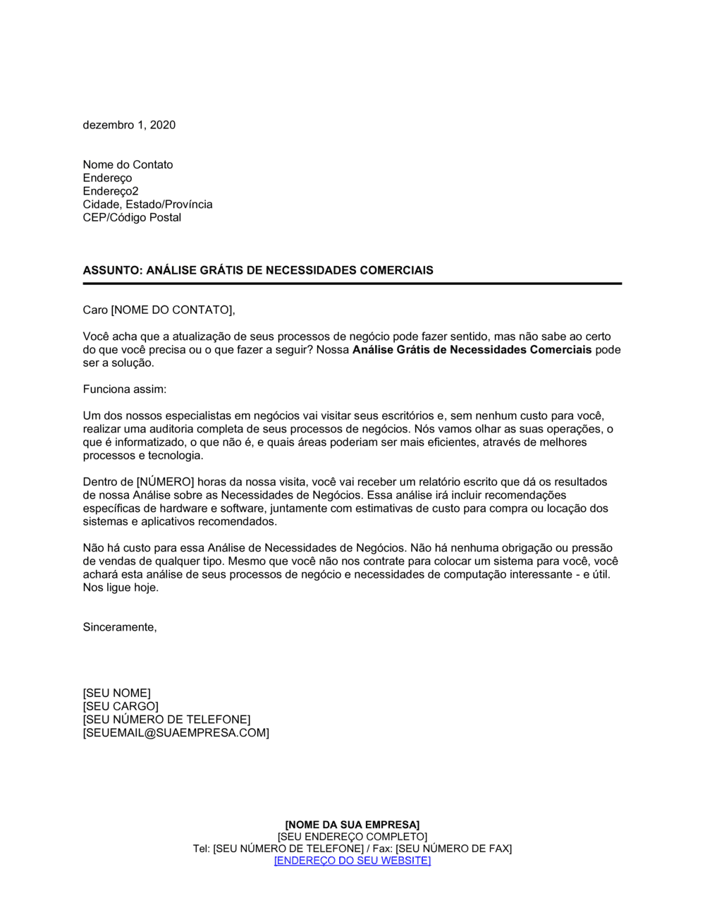 Business-in-a-Box's Análises Grátis de Necessidades do Negócio