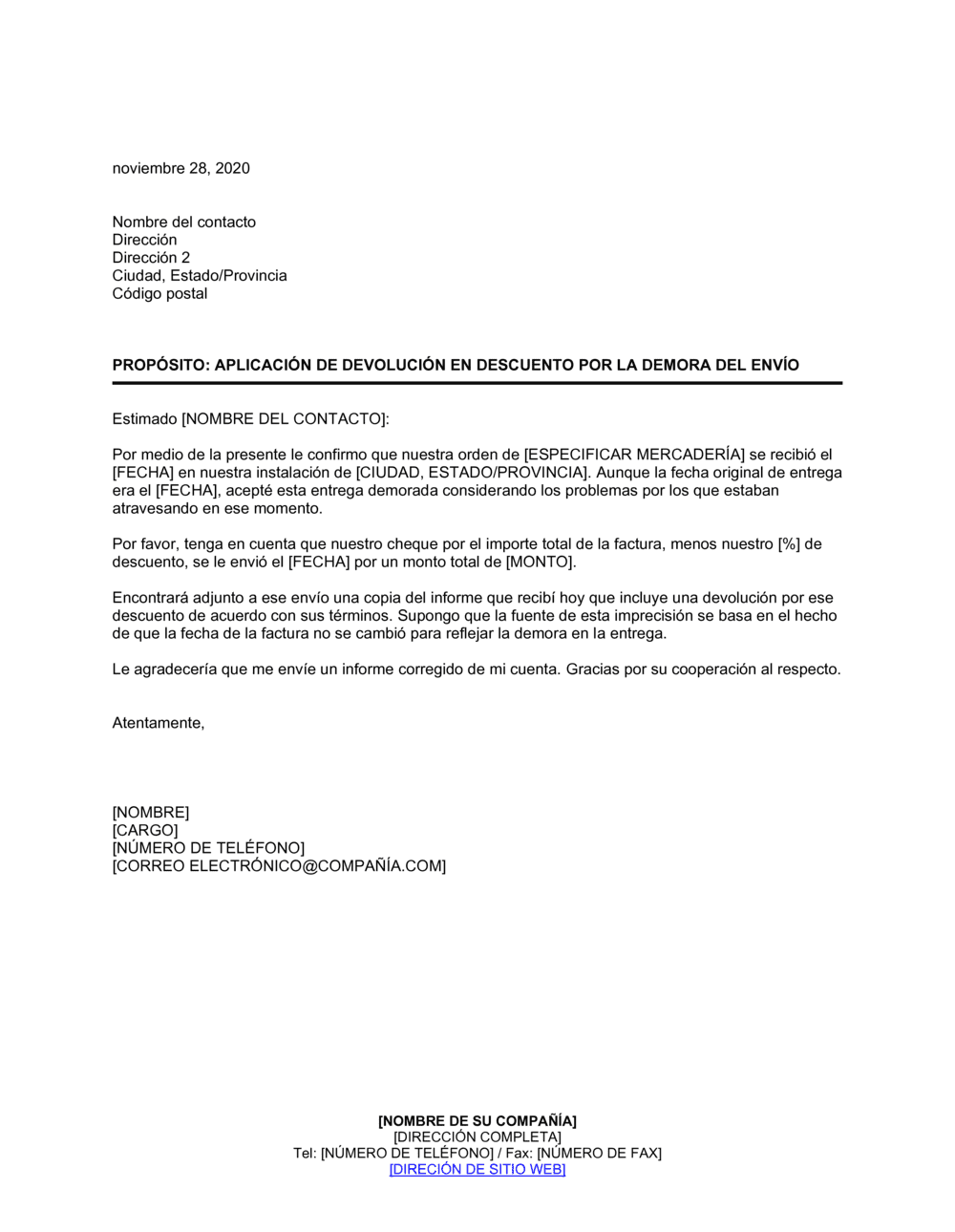 Business-in-a-Box's Aplicación de devolución en descuento por la demora del envío