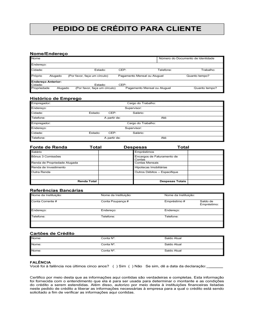 Business-in-a-Box's Aplicação de Crédito do Consumidor