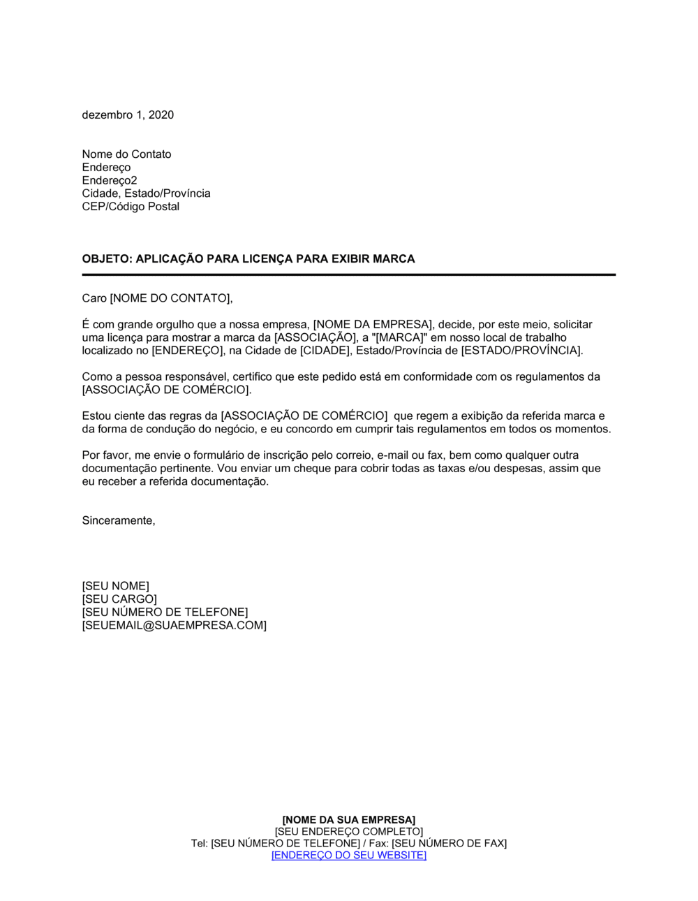 Business-in-a-Box's Aplicação para um Licença para Mostrar Marcas Registradas