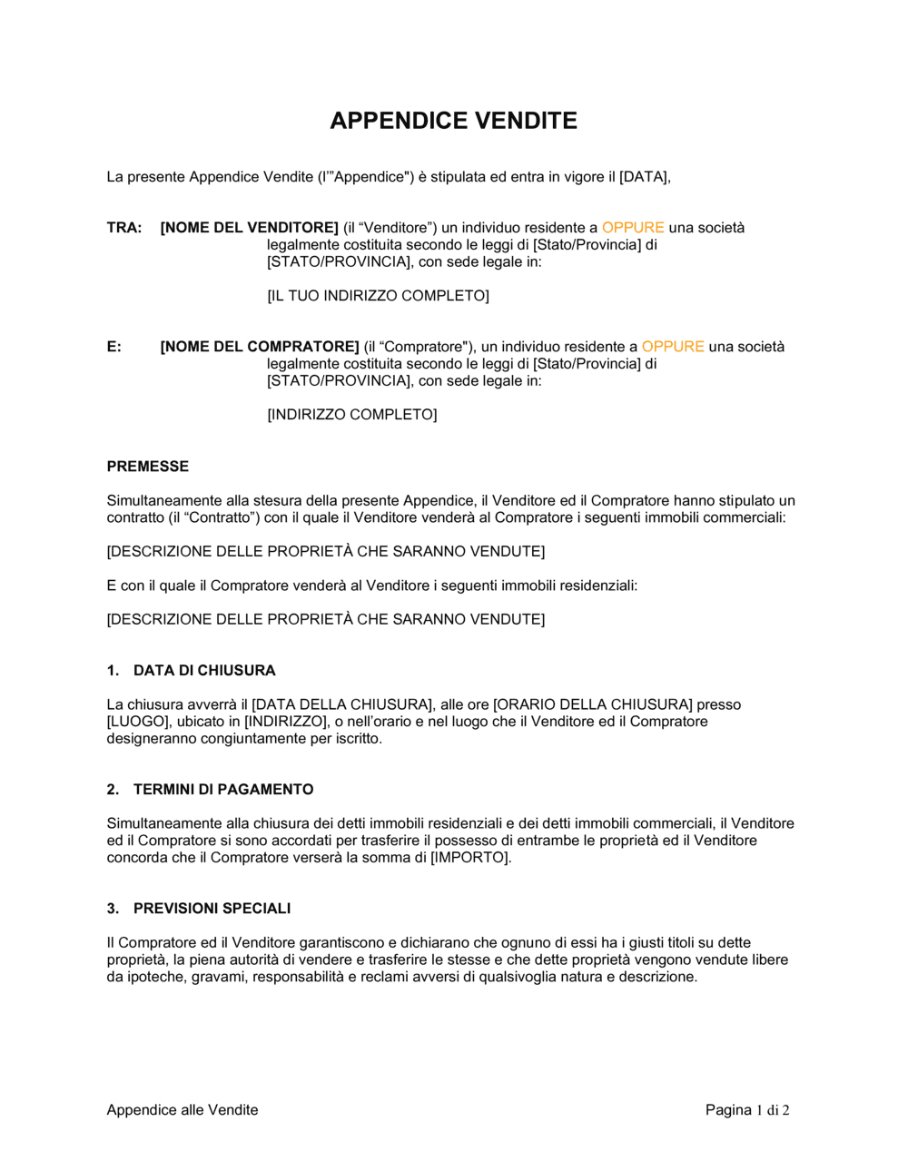 Business-in-a-Box's Appendice alle vendite