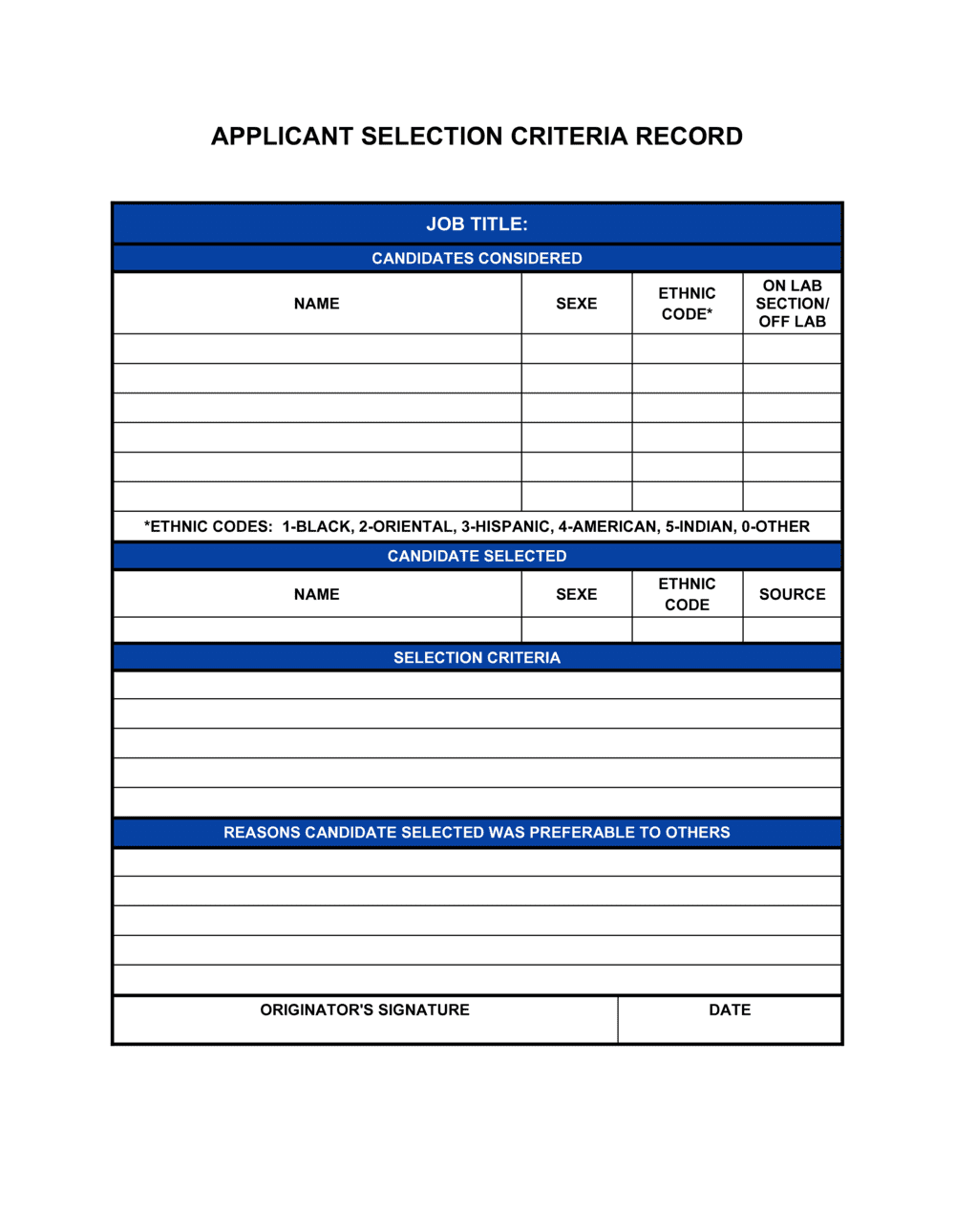 Applicant Selection Criteria Record Template (Download) applicant-selection-criteria-record-template-download