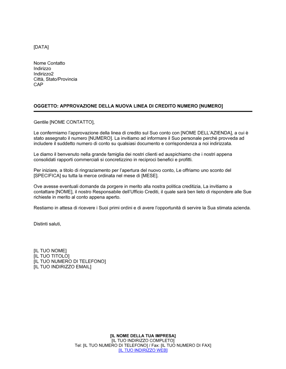 Business-in-a-Box's Approvazione della nuova linea di credito