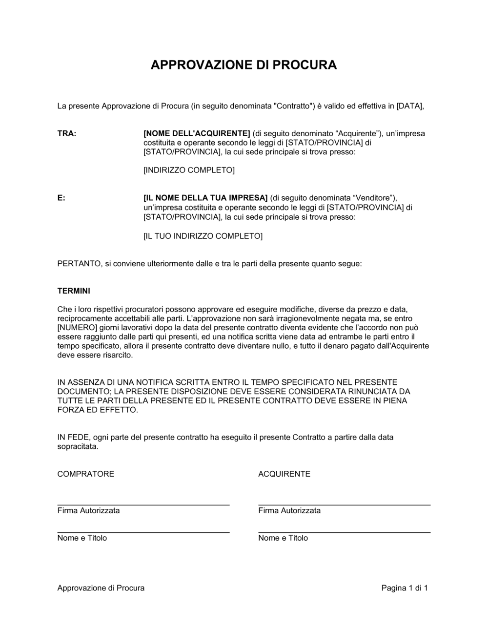 Business-in-a-Box's Approvazione di procura