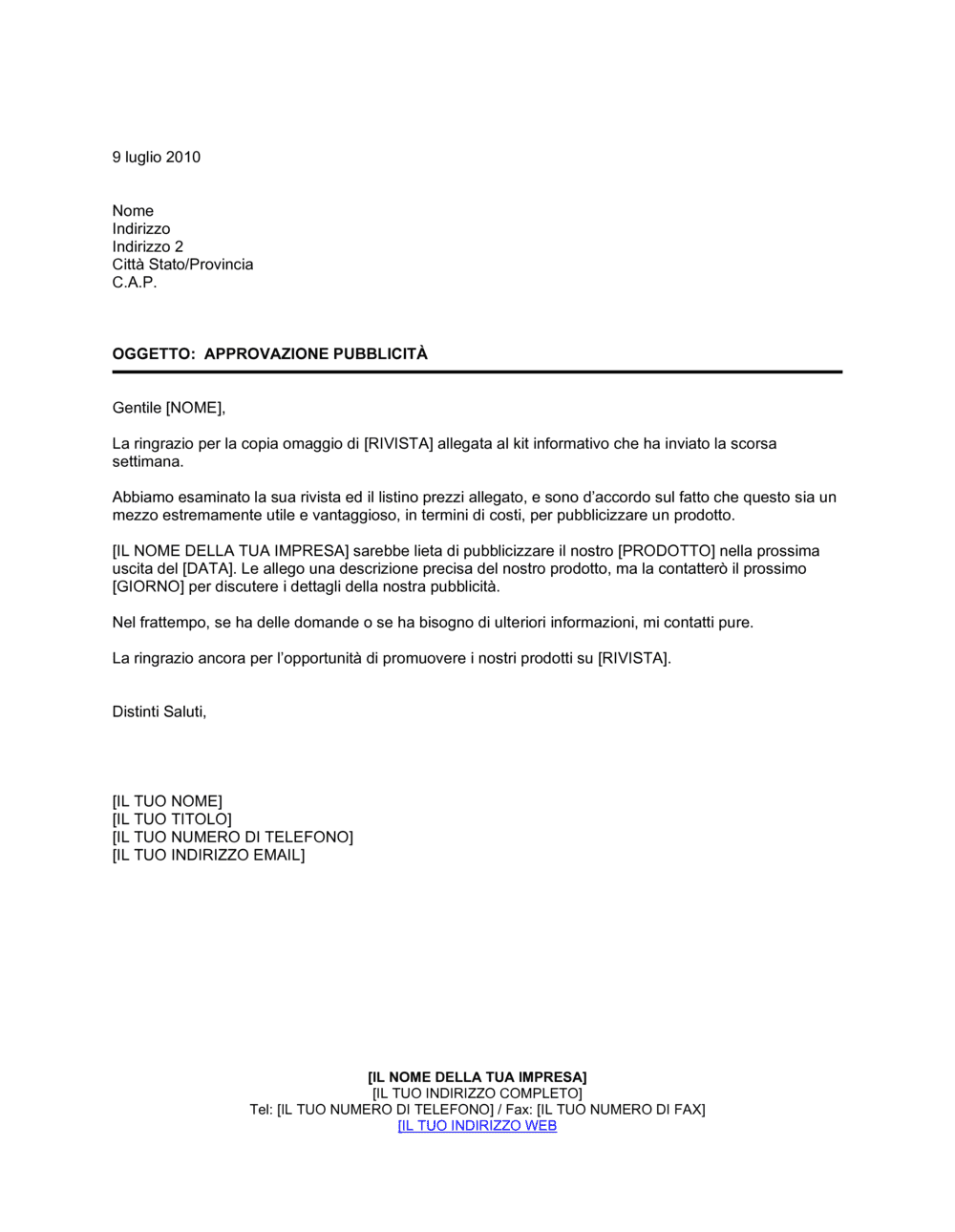 Business-in-a-Box's Approvazione pubblicità