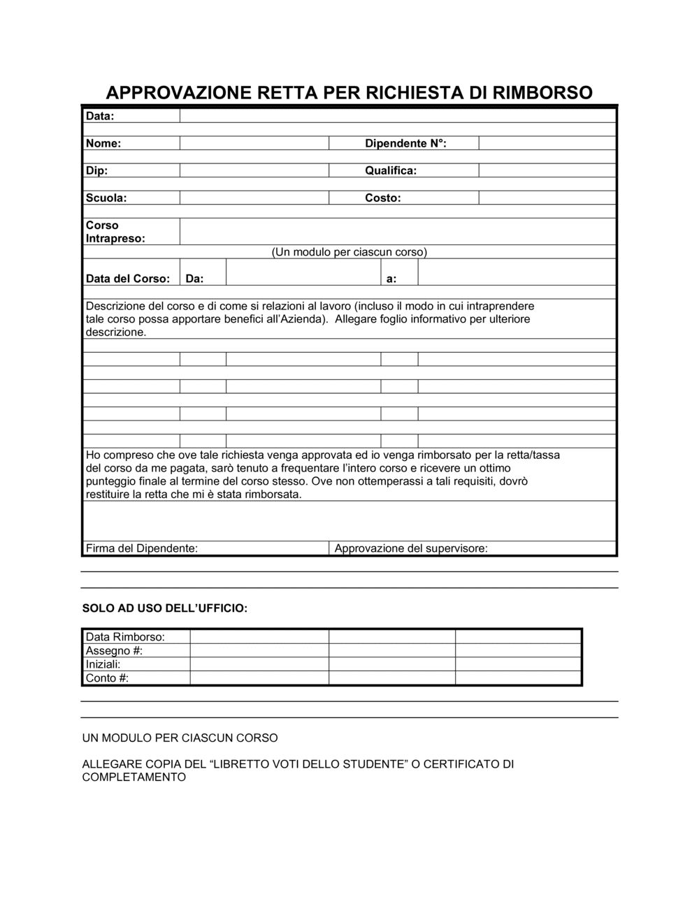 Business-in-a-Box's Approvazione retta per richiesta di rimborso