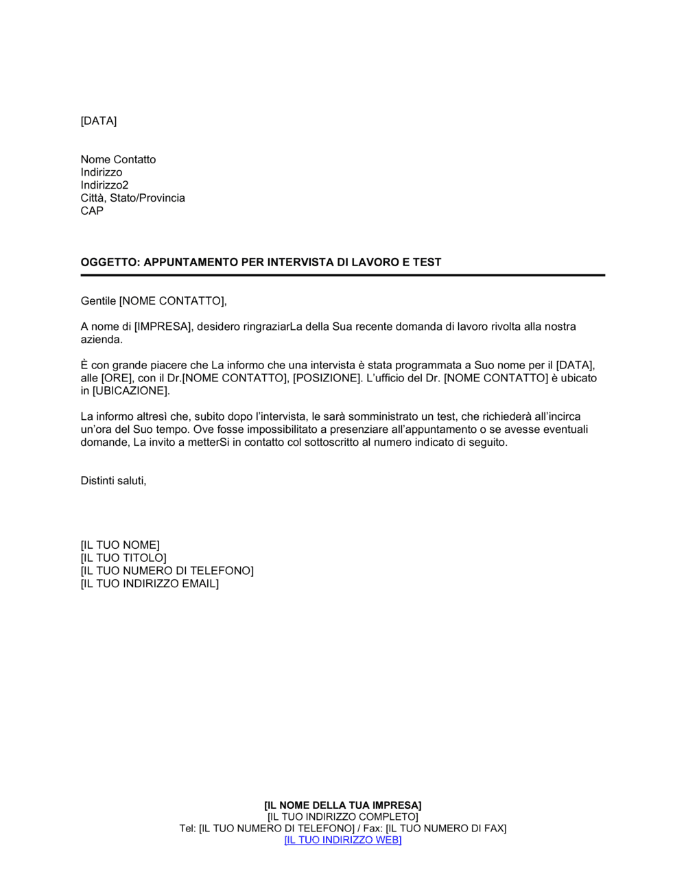 Business-in-a-Box's Appuntamento per intervista di lavoro e test