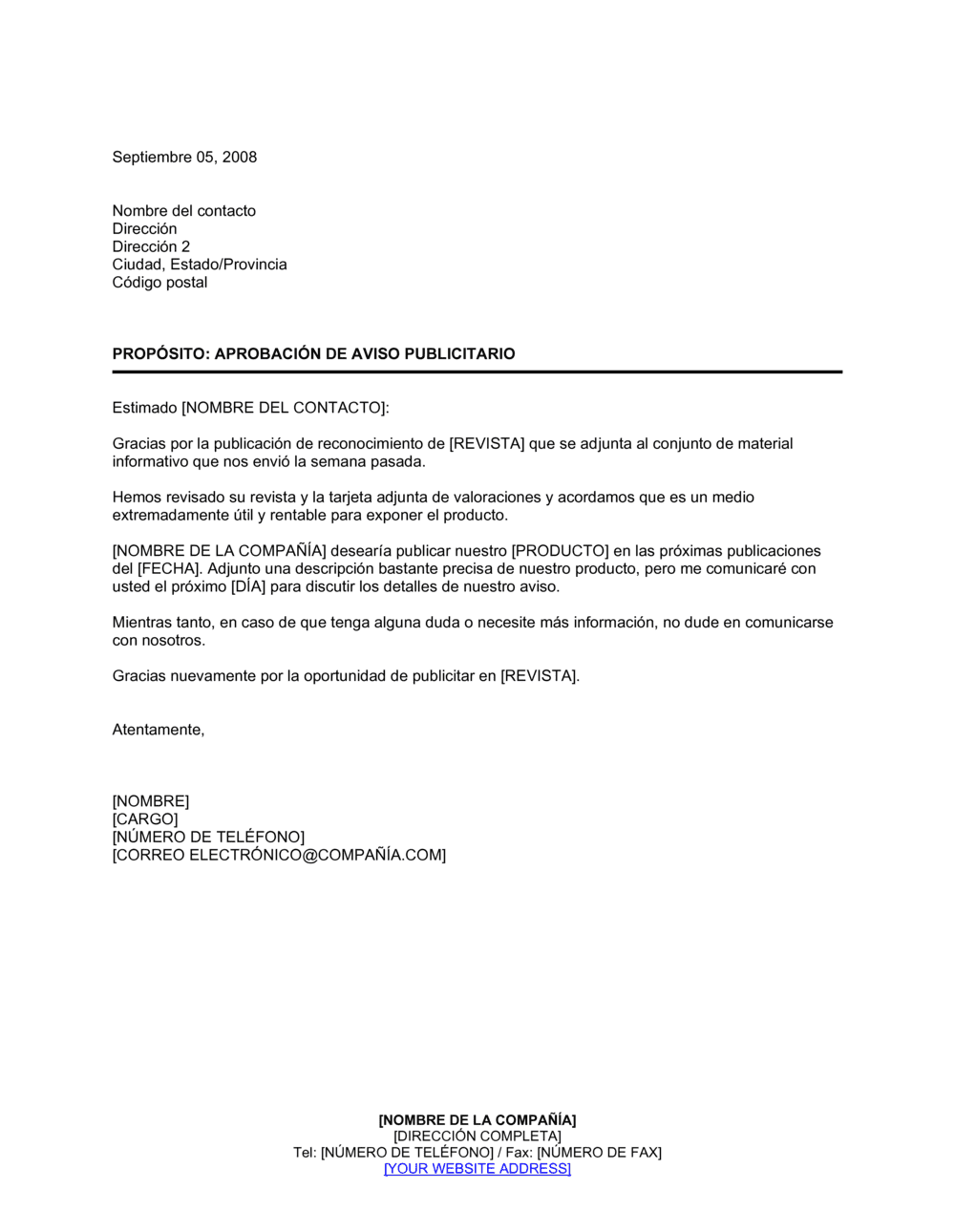 Business-in-a-Box's Aprobación de aviso publicitario