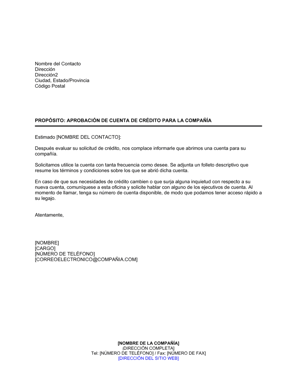 Business-in-a-Box's Aprobación de cuenta de crédito para la compañía