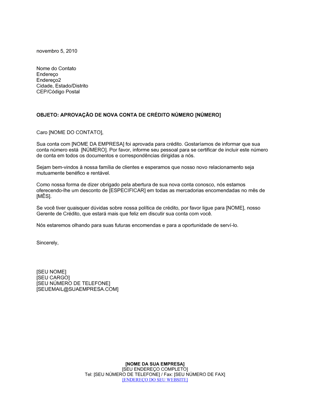 Business-in-a-Box's Aprovação de Nova Conta de Crédito