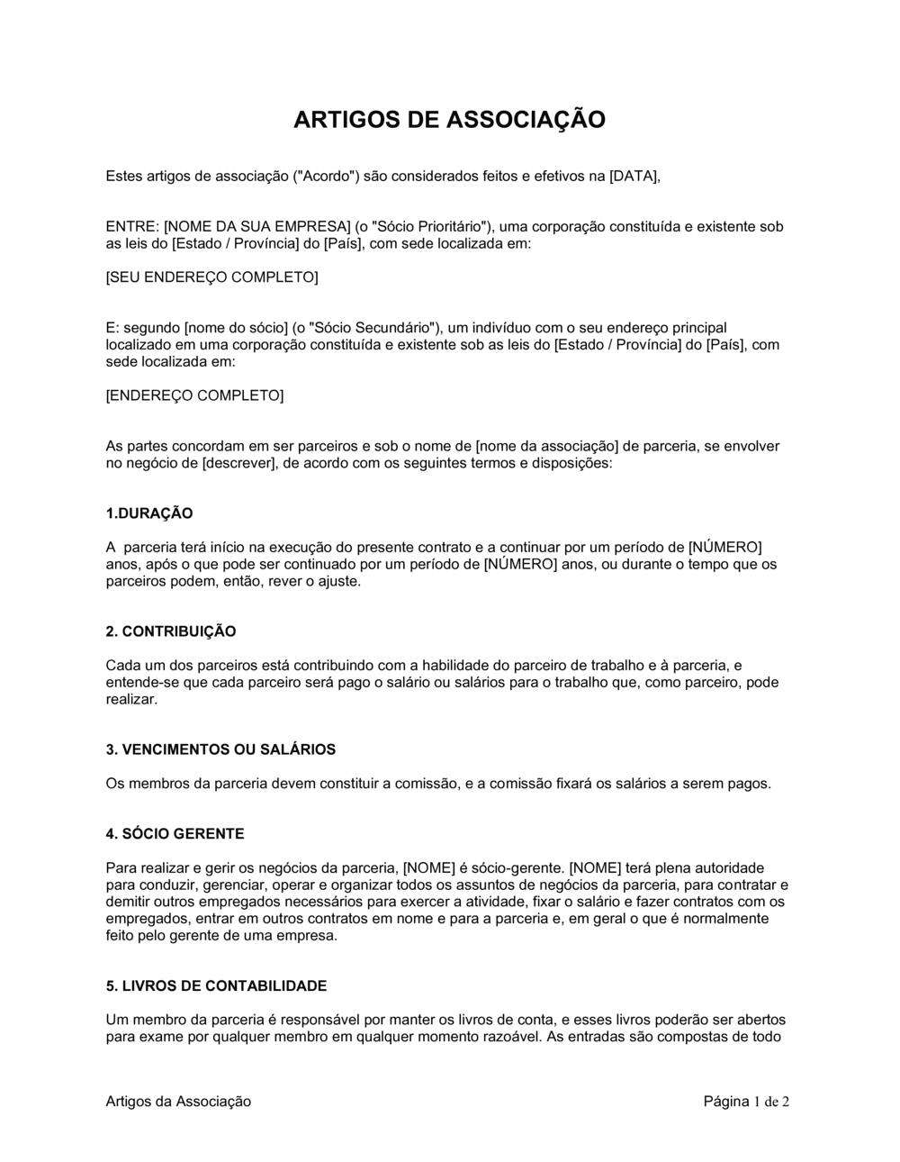 Business-in-a-Box's Artigos de Associação