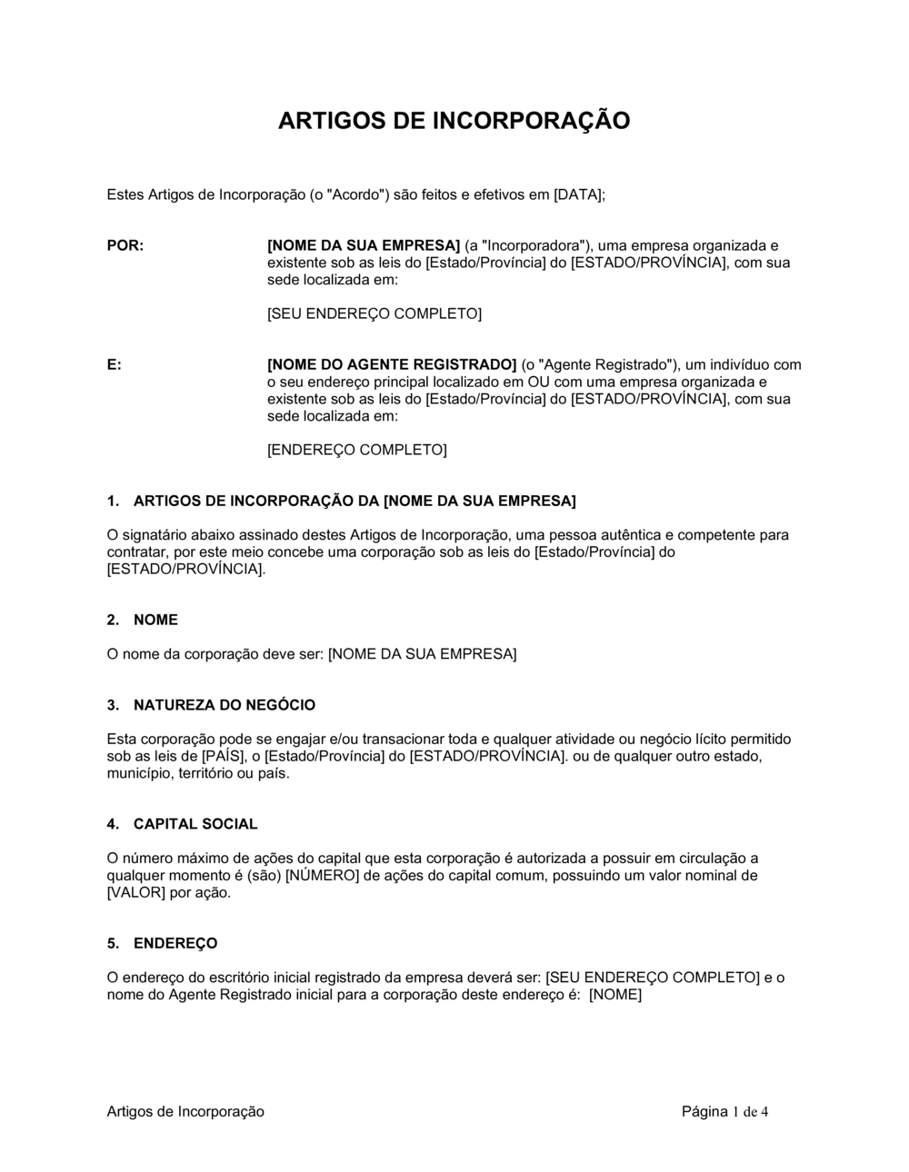 Business-in-a-Box's Artigos de Incorporação