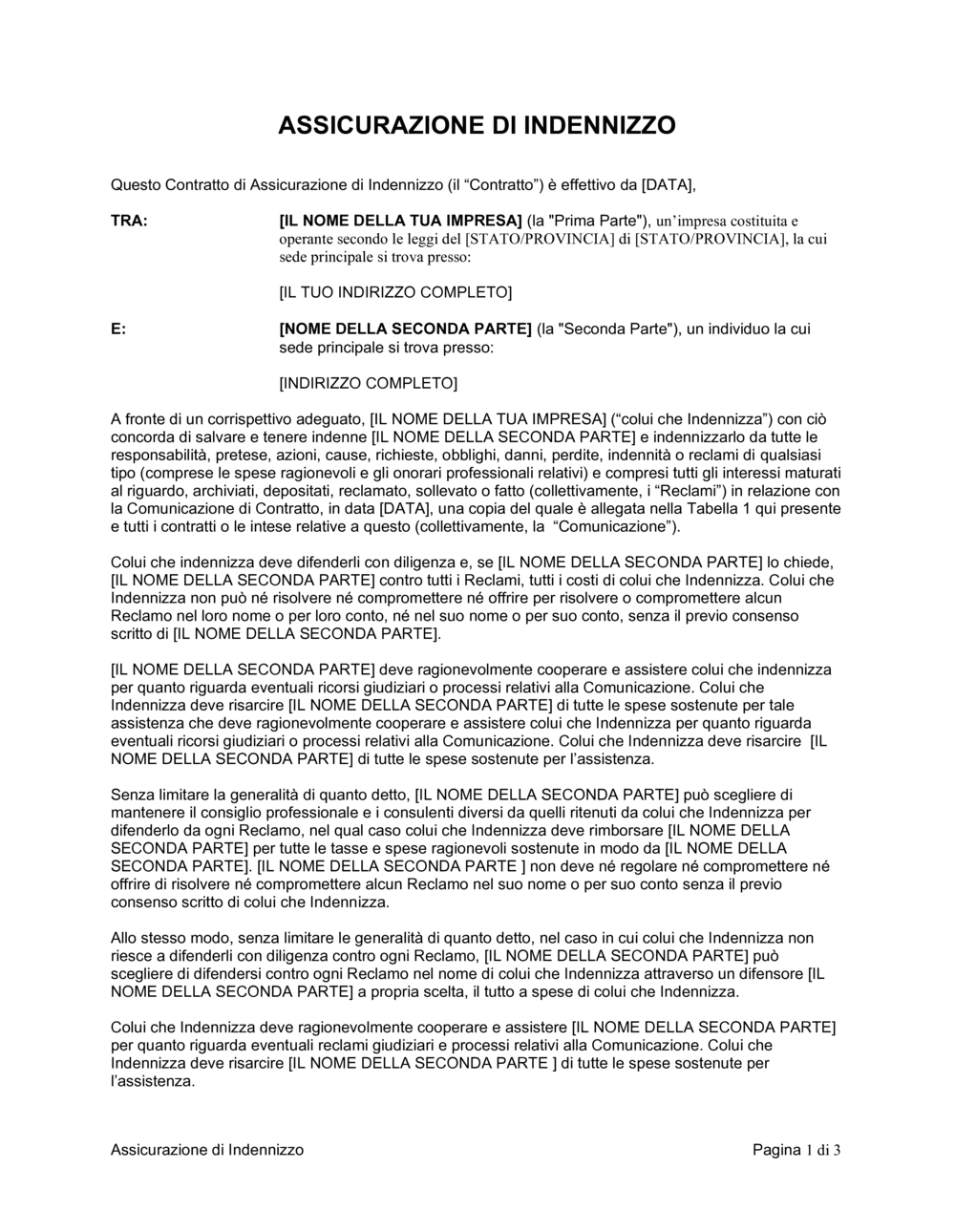 Business-in-a-Box's Assicurazione di indennizzo