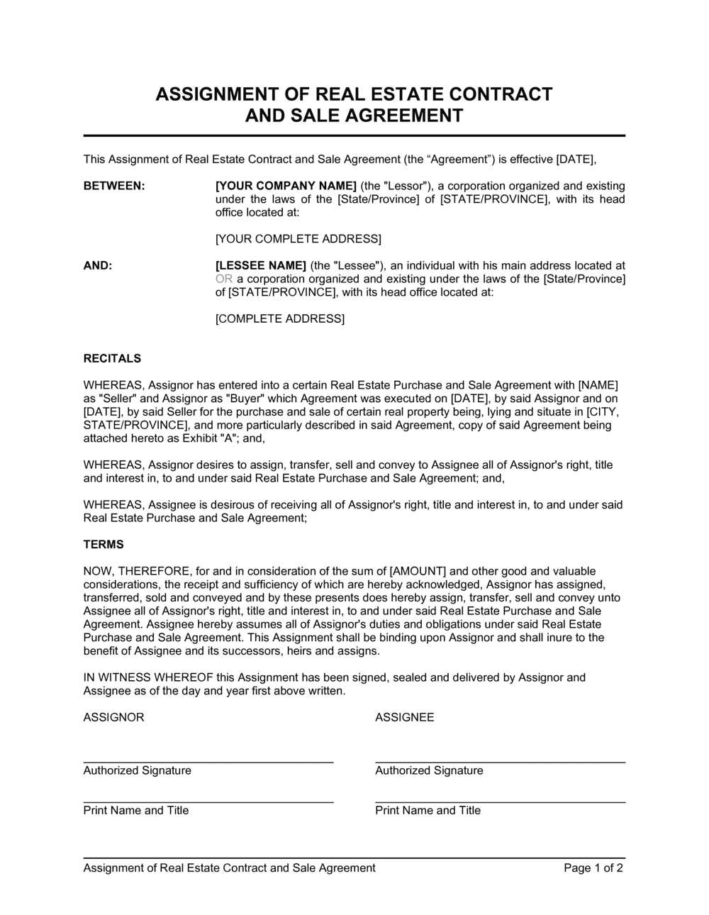 property assignment agreement