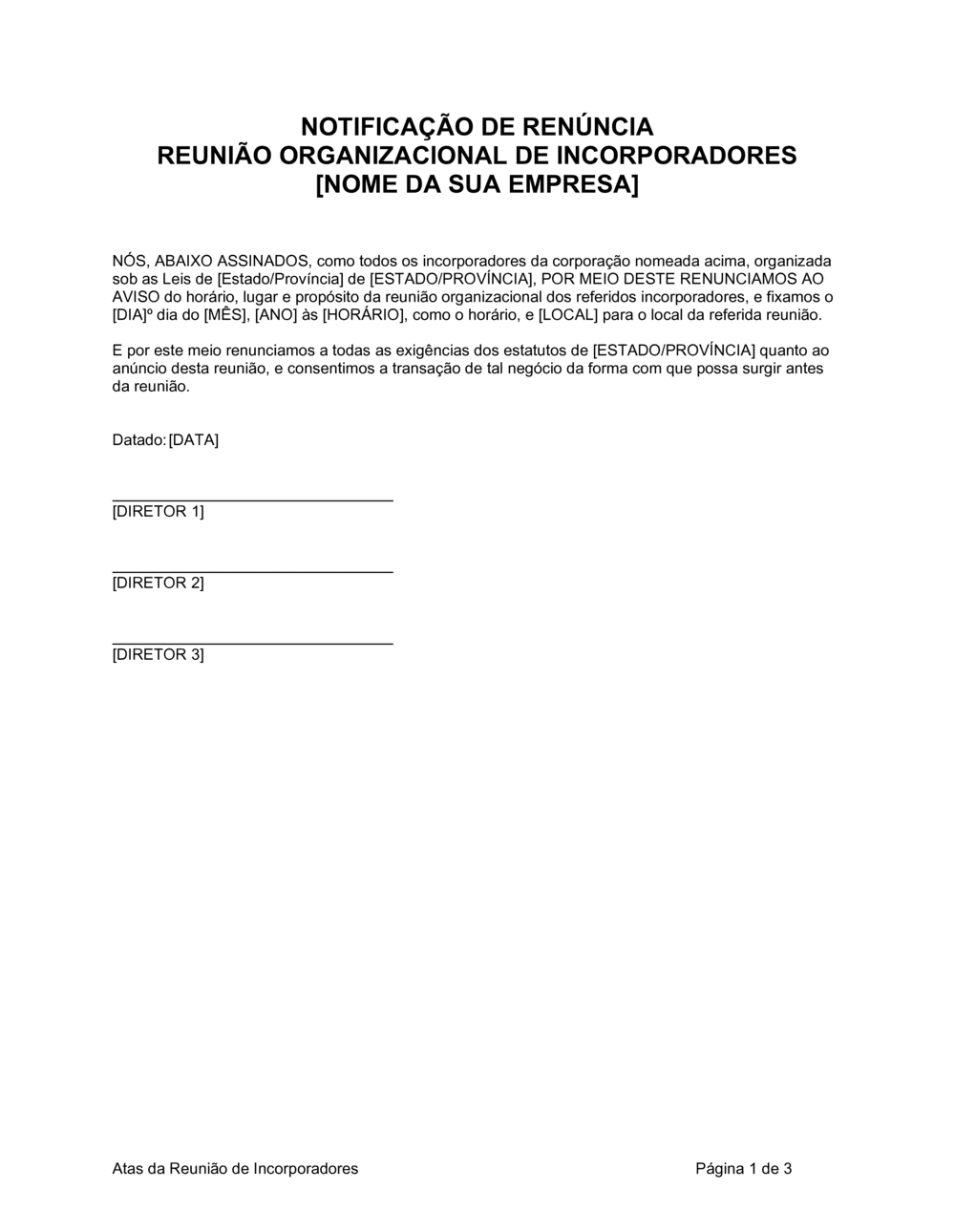 Business-in-a-Box's Ata de Reunião de Incorporadores