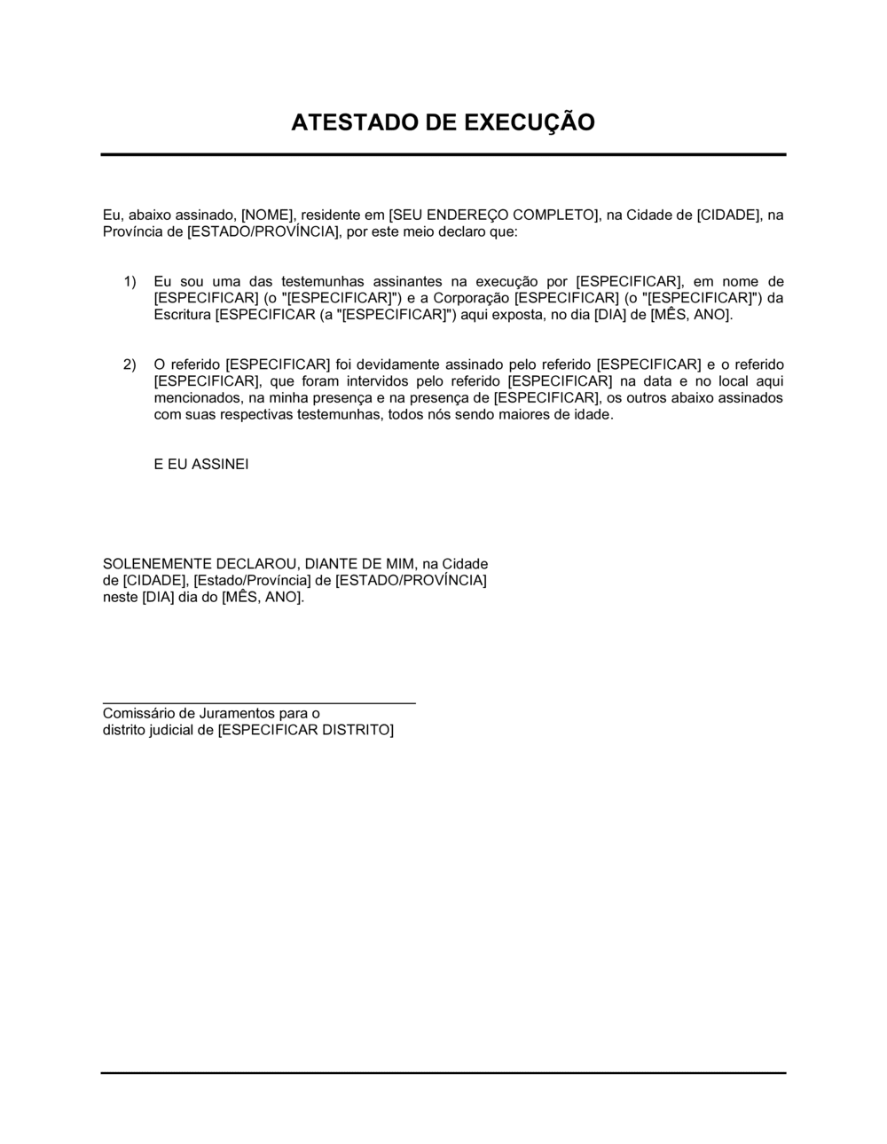 Atestado de Execução