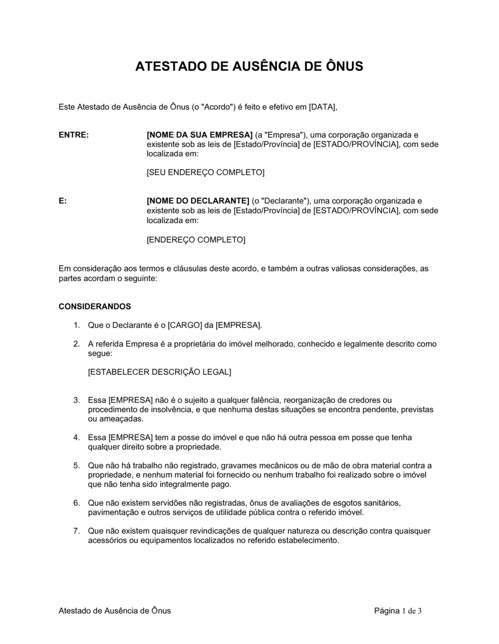 Business-in-a-Box's Atestado de Não Alienação
