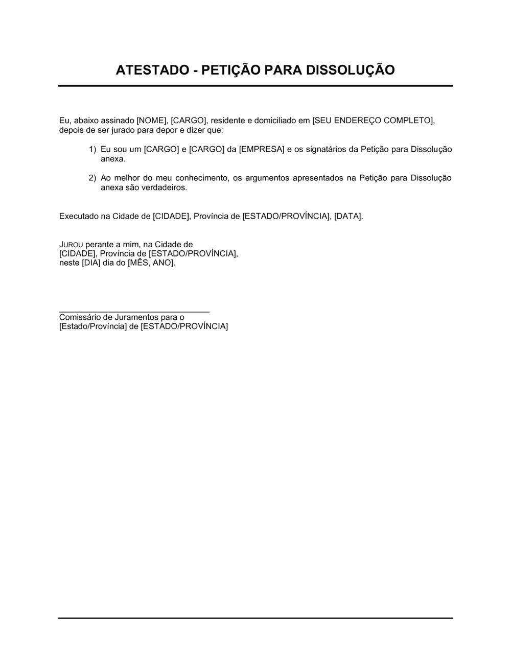 Business-in-a-Box's Atestado Petição de Dissolução