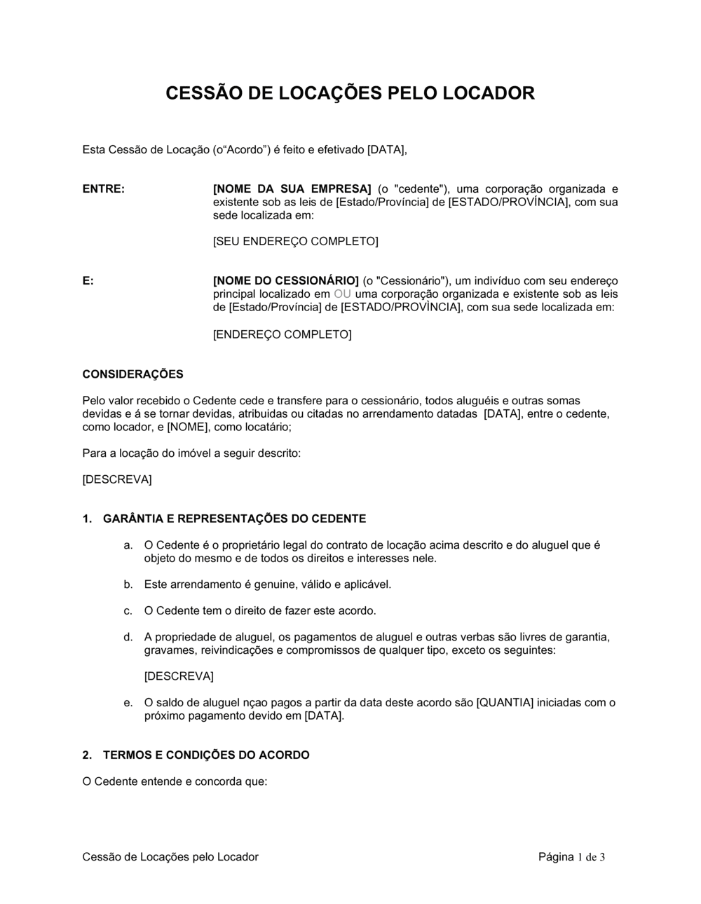 Business-in-a-Box's Atribuição de Aluguéis pelo Concessor