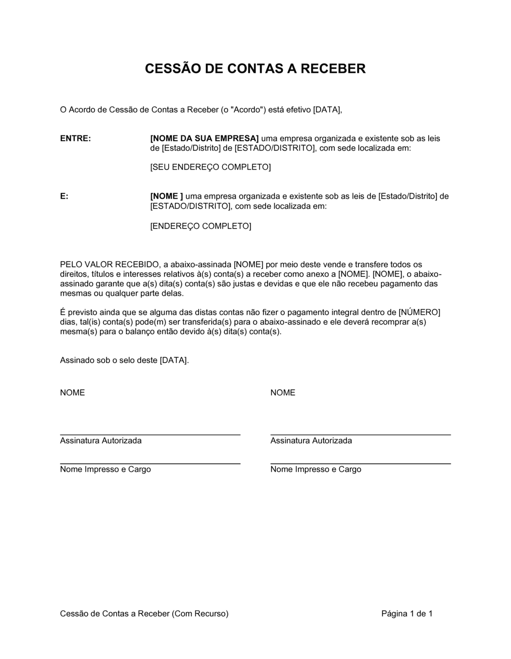 Business-in-a-Box's Atribuição de Contas Recebíveis Com Recurso