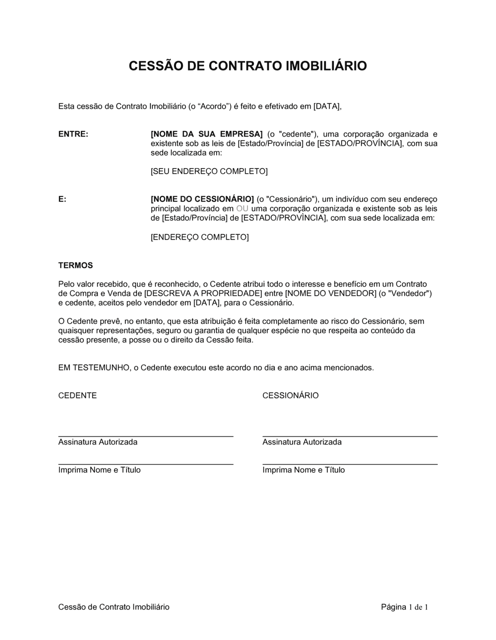 Business-in-a-Box's Atribuição de Contrato de Bem Imóvel