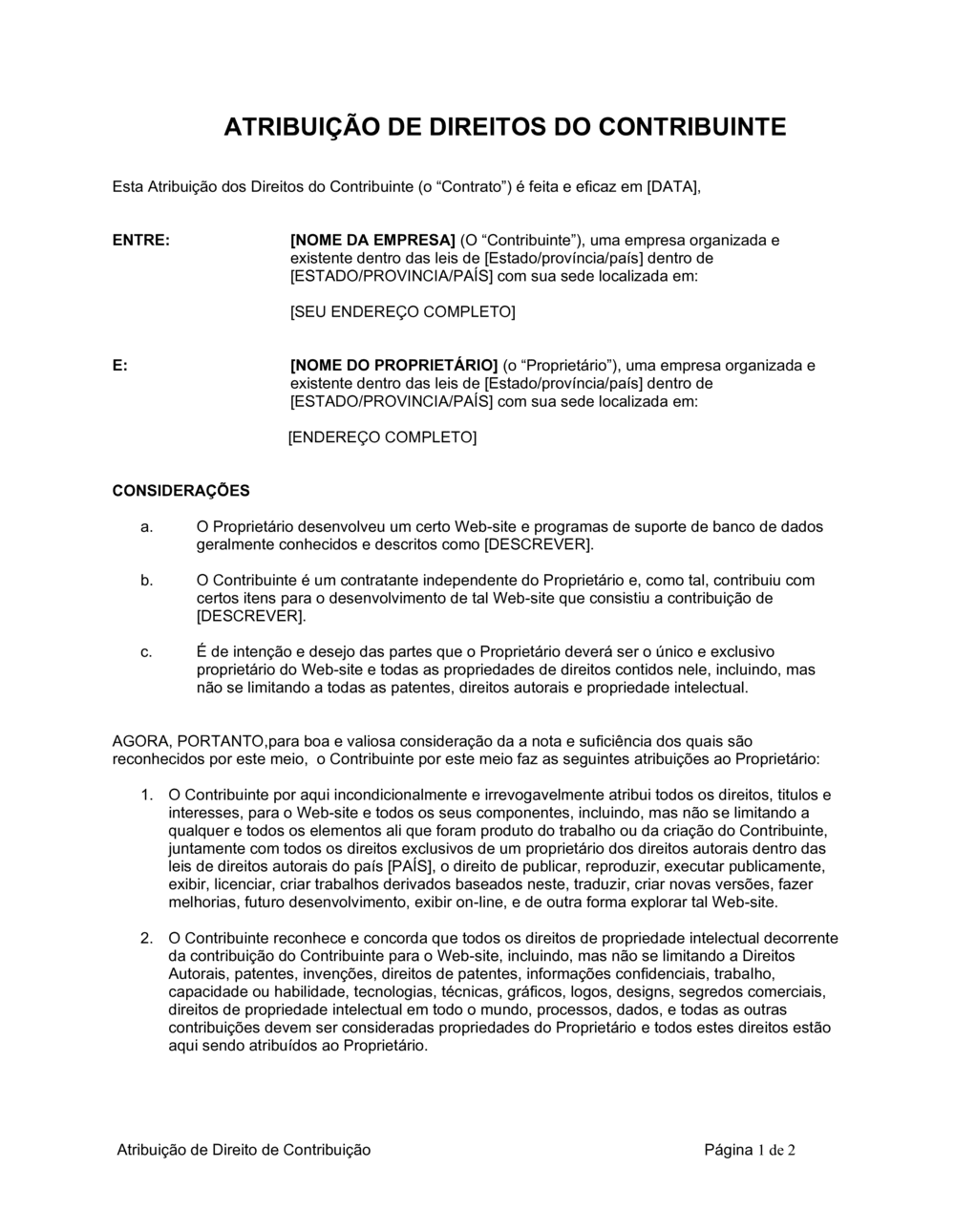 Business-in-a-Box's Atribuição de Direito de Contribuição