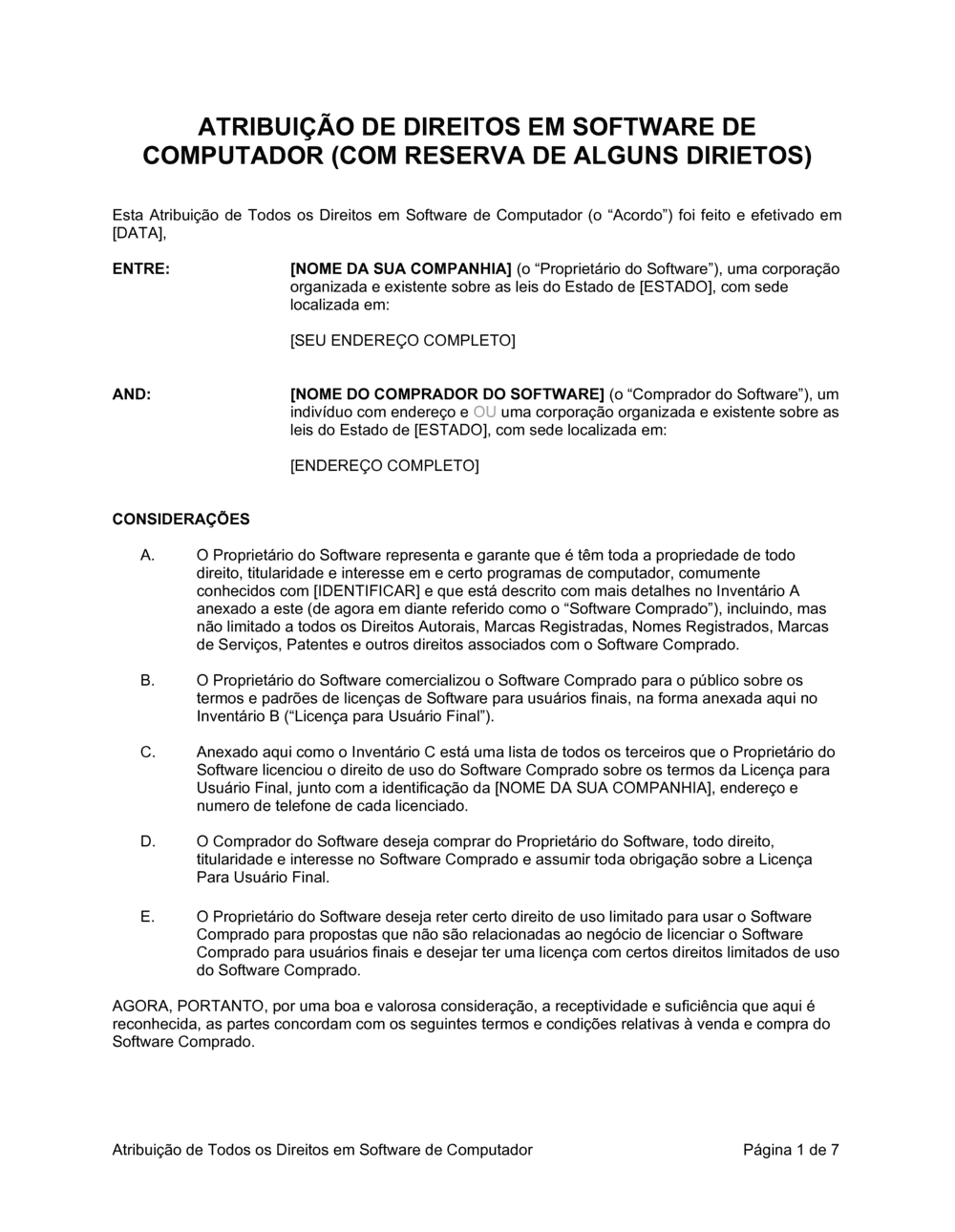 Business-in-a-Box's Atribuição de Direitos em Software de Computador Com Reserva