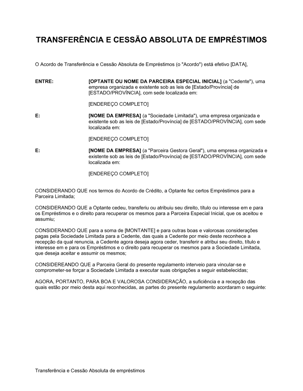 Business-in-a-Box's Atribuição e Transferência Absoluta de Empréstimos